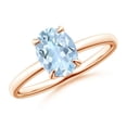 thumbnail image 1 of ANGARA Natural Claw-Set Oval 1 ct Aquamarine Solitaire Engagement Ring in 14K Rose Gold for Women (Size-8x6mm) | March Birthstone, Anniversary, Jewelry Gift for Women | Natural Aquamarine Ring, 1 of 9