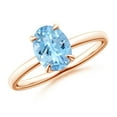 thumbnail image 1 of ANGARA Natural Claw-Set Oval 1 ct Aquamarine Solitaire Engagement Ring in 14K Rose Gold for Women (Size-8x6mm) | March Birthstone, Anniversary, Jewelry Gift for Women | Natural Aquamarine Ring, 1 of 11
