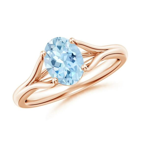 Angara Natural 1 Ct. Aquamarine Solitaire Ring in 14K Rose Gold for Women (Ring Size: 4.5)