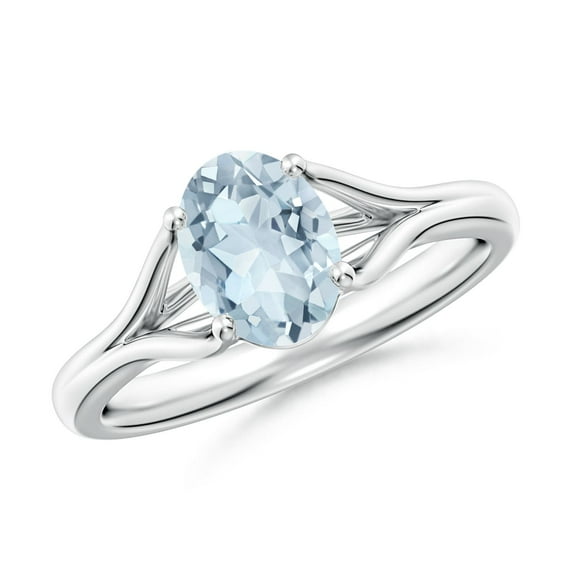 Angara Natural 1 Ct. Aquamarine Solitaire Ring in 14K White Gold for Women (Ring Size: 11)