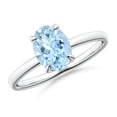 thumbnail image 1 of Angara Natural 1 Ct. Aquamarine Solitaire Ring in 14K White Gold for Women (Ring Size: 12), 1 of 11