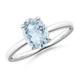 thumbnail image 1 of ANGARA Natural Claw-Set Oval 1 ct Aquamarine Solitaire Engagement Ring in 14K White Gold for Women (Size-8x6mm) | March Birthstone, Anniversary, Jewelry Gift for Women | Natural Aquamarine Ring, 1 of 11