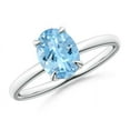 thumbnail image 1 of ANGARA Natural Claw-Set Oval 1 ct Aquamarine Solitaire Engagement Ring in 14K White Gold for Women (Size-8x6mm) | March Birthstone, Anniversary, Jewelry Gift for Women | Natural Aquamarine Ring, 1 of 11