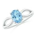 thumbnail image 1 of 1 Carats Prong-Set Solitaire Aquamarine Split Shank Ring in 14K White Gold (8x6mm Aquamarine) - SR0175AQ-WG-AAAA-8x6-8.5, 1 of 8