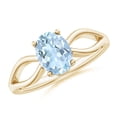 thumbnail image 1 of 1 Carats Prong-Set Solitaire Aquamarine Split Shank Ring in 14K Yellow Gold (8x6mm Aquamarine) - SR0175AQ-YG-AA-8x6-6.5, 1 of 10