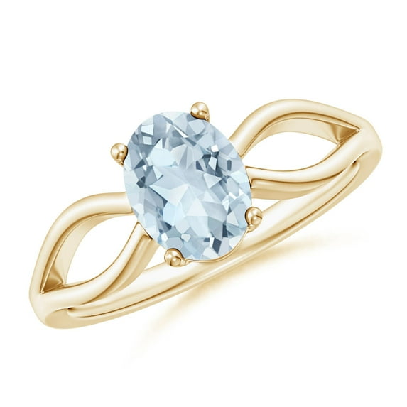Angara Natural 1 Ct. Aquamarine Solitaire Ring in 14K Yellow Gold for Women (Ring Size: 6.5)