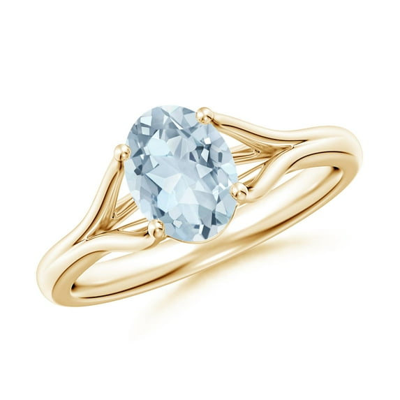Angara Natural 1 Ct. Aquamarine Solitaire Ring in 14K Yellow Gold for Women (Ring Size: 8)
