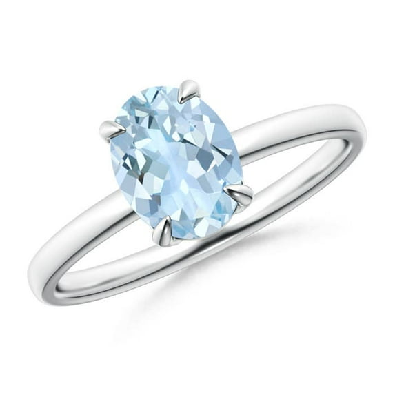 Angara Natural 1 Ct. Aquamarine Solitaire Ring in Sterling Silver for Women (Ring Size: 4)