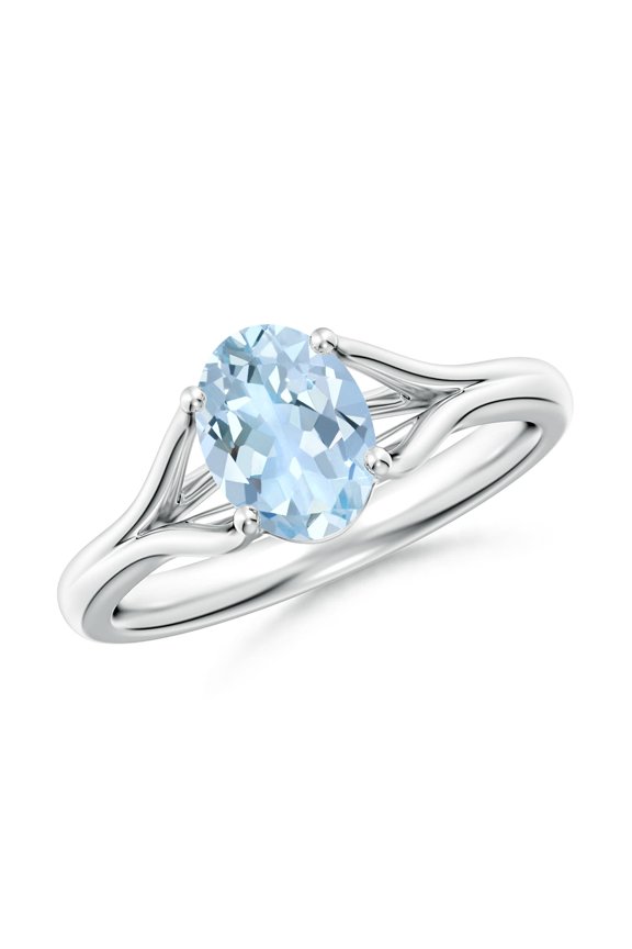 Natural 1 Ct. Aquamarine Solitaire Ring in Sterling Silver for Women (Ring Size: 7)