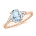 thumbnail image 1 of ANGARA Natural Solitaire Oval 1 ct Aquamarine and Diamond Promise Ring in 14K Rose Gold for Women (Size-8x6mm) | March Birthstone, Anniversary, Jewelry Gift for Women | Natural Aquamarine Ring, 1 of 10