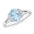 thumbnail image 1 of Angara Natural 1 Ct. Aquamarine with Diamond Classic Ring in 14K White Gold for Women (Ring Size: 12), 1 of 10