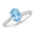 thumbnail image 1 of ANGARA Natural Oval 1 ct Aquamarine Bypass Ring with Diamond Accents in 14K White Gold for Women (Size-8x6mm) | March Birthstone, Anniversary, Jewelry Gift for Women | Natural Aquamarine Ring, 1 of 6
