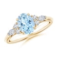 thumbnail image 1 of ANGARA Natural Oval 1 ct Aquamarine Engagement Ring with Diamonds in 14K Yellow Gold for Women (Size-8x6mm) | March Birthstone, Anniversary, Jewelry Gift for Women | Natural Aquamarine Ring, 1 of 10