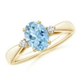 thumbnail image 1 of Angara Natural 1 Ct. Aquamarine with Diamond Classic Ring in 14K Yellow Gold for Women (Ring Size: 11.5), 1 of 9