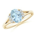 thumbnail image 1 of Angara Natural 1 Ct. Aquamarine with Diamond Classic Ring in 14K Yellow Gold for Women (Ring Size: 12), 1 of 10