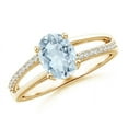 thumbnail image 1 of ANGARA Natural Oval 1 ct Aquamarine Split Shank Ring with Diamond Accents in 14K Yellow Gold for Women (Size-8x6mm) | March Birthstone, Anniversary, Jewelry Gift for Women | Natural Aquamarine Ring, 1 of 9