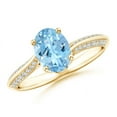 thumbnail image 1 of ANGARA Natural Oval 1 ct Aquamarine Bypass Ring with Diamond Accents in 14K Yellow Gold for Women (Size-8x6mm) | March Birthstone, Anniversary, Jewelry Gift for Women | Natural Aquamarine Ring, 1 of 6