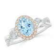 thumbnail image 1 of Angara Natural 1 Ct. Aquamarine with Diamond Halo Ring in 14K White & Rose Gold for Women (Ring Size: 3), 1 of 10