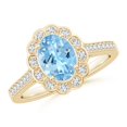 thumbnail image 1 of Angara Natural 1 Ct. Aquamarine with Diamond Halo Ring in 14K Yellow Gold for Women (Ring Size: 3.5), 1 of 9