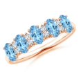 thumbnail image 1 of ANGARA Natural Five Stone 1 ct Aquamarine and Diamond Wedding Ring in 14K Rose Gold for Women (Size-5x3mm) | March Birthstone, Birthday, Anniversary, Jewelry Gift for Women | Natural Aquamarine Ring, 1 of 9