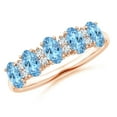 thumbnail image 1 of ANGARA Natural Five Stone 1 ct Aquamarine and Diamond Wedding Ring in 14K Rose Gold for Women (Size-5x3mm) | March Birthstone, Birthday, Anniversary, Jewelry Gift for Women | Natural Aquamarine Ring, 1 of 9