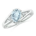 thumbnail image 1 of Angara Natural 1 Ct. Aquamarine with Diamond Side Stone Ring in 14K White Gold for Women (Ring Size: 3.5), 1 of 10