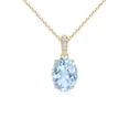 thumbnail image 1 of ANGARA Natural Prong-Set Oval 1 ct Aquamarine Pendant with Diamond Bale in 14K Yellow Gold for Women (Size-8x6mm) | March Birthstone, Anniversary, Jewelry Gift for Women | Natural Aquamarine Necklace, 1 of 9