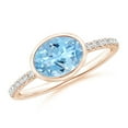 thumbnail image 1 of Angara Natural 1 Ct. Aquamarine with Diamond Solitaire Ring in 14K Rose Gold for Women (Ring Size: 3.5), 1 of 10