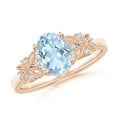 thumbnail image 1 of ANGARA Natural Vintage Style Oval 1 ct Aquamarine Ring with Diamonds in 14K Rose Gold for Women (Size-8x6mm) | March Birthstone, Anniversary, Jewelry Gift for Women | Natural Aquamarine Ring, 1 of 9