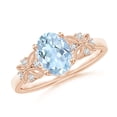 thumbnail image 1 of ANGARA Natural Vintage Style Oval 1 ct Aquamarine Ring with Diamonds in 14K Rose Gold for Women (Size-8x6mm) | March Birthstone, Anniversary, Jewelry Gift for Women | Natural Aquamarine Ring, 1 of 9