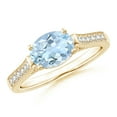 thumbnail image 1 of Angara Natural 1 Ct. Aquamarine with Diamond Vintage Inspired Ring in 14K Yellow Gold for Women (Ring Size: 3.5), 1 of 9