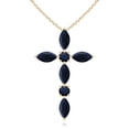 thumbnail image 1 of ANGARA Natural and Round 1 ct Blue Sapphire Cross Pendant in 14K Yellow Gold for Women (Size-5x2.5mm) | September Birthstone, Anniversary, Jewelry Gift for Women | Natural Blue Sapphire Necklace, 1 of 8