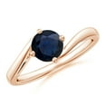 thumbnail image 1 of ANGARA Natural Round 1 ct Blue Sapphire Solitaire Bypass Engagement Ring in 14K Rose Gold for Women (Size-6mm) | September Birthstone, Anniversary, Jewelry Gift for Women | Natural Blue Sapphire Ring, 1 of 9