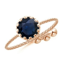 ANGARA Natural 1 Ct Multi Prong-Set Sapphire Solitaire Bolo Ring in 14K Rose Gold for Women (Size-6mm) | September Birthstone, Anniversary, Jewelry Gift for Women | Natural Blue Sapphire Ring