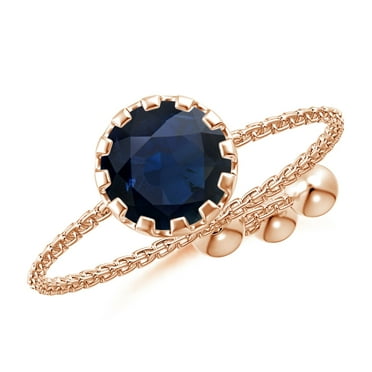 ANGARA Natural 1 Ct Multi Prong-Set Sapphire Solitaire Bolo Ring in 14K Rose Gold for Women (Size-6mm) | September Birthstone, Anniversary, Jewelry Gift for Women | Natural Blue Sapphire Ring