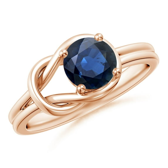 ANGARA Natural Solitaire 1 ct Blue Sapphire Infinity Knot Engagement Ring in 14K Rose Gold for Women (Size-6mm) | September Birthstone, Anniversary, Jewelry Gift for Women | Natural Sapphire Ring