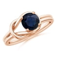 thumbnail image 1 of ANGARA Natural Solitaire 1 ct Blue Sapphire Infinity Knot Engagement Ring in 14K Rose Gold for Women (Size-6mm) | September Birthstone, Anniversary, Jewelry Gift for Women | Natural Sapphire Ring, 1 of 12