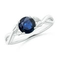 thumbnail image 1 of ANGARA Natural 1 ct Blue Sapphire Crossover Engagement Ring with Leaf Motifs in 14K White Gold for Women (Size-6mm) | September Birthstone, Anniversary, Jewelry Gift for Women | Natural Sapphire Ring, 1 of 10
