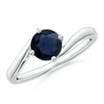 thumbnail image 1 of ANGARA Natural Round 1 ct Blue Sapphire Solitaire Bypass Engagement Ring in 14K White Gold for Women (Size-6mm) | September Birthstone, Anniversary, Jewelry Gift for Women | Natural Sapphire Ring, 1 of 9