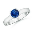 thumbnail image 1 of ANGARA Natural 1 Ct Semi Bezel-Set Sapphire Solitaire Engagement Ring in 14K White Gold for Women (Size-6mm) | September Birthstone, Anniversary, Jewelry Gift for Women | Natural Blue Sapphire Ring, 1 of 8