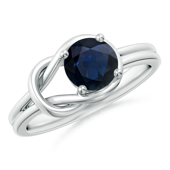 ANGARA Natural Solitaire 1 ct Blue Sapphire Infinity Knot Engagement Ring in 14K White Gold for Women (Size-6mm) | September Birthstone, Anniversary, Jewelry Gift for Women | Natural Sapphire Ring