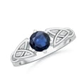 thumbnail image 1 of ANGARA Natural 1 Ct Solitaire Round Sapphire Celtic Knot Ring in 14K White Gold for Women (Size-6mm) | September Birthstone, Birthday, Anniversary, Jewelry Gift for Women | Natural Blue Sapphire Ring, 1 of 10