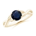 thumbnail image 1 of ANGARA Natural 1 ct Blue Sapphire Crossover Engagement Ring in 14K Yellow Gold for Women (Size-6mm) | September Birthstone, Anniversary, Jewelry Gift for Women | Natural Sapphire Ring, 1 of 10
