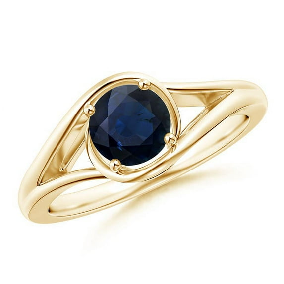 Angara Natural 1 Ct. Blue Sapphire Solitaire Ring in 14K Yellow Gold for Women (Ring Size: 11.5)