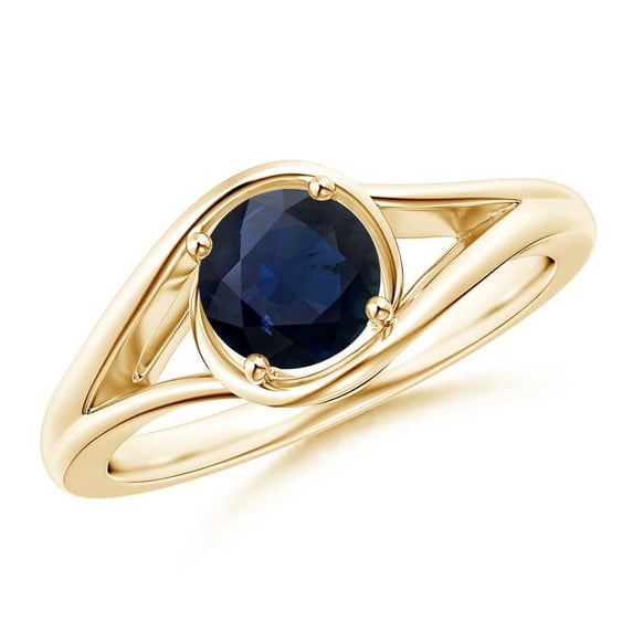 Angara Natural 1 Ct. Blue Sapphire Solitaire Ring in 14K Yellow Gold for Women (Ring Size: 3.5)