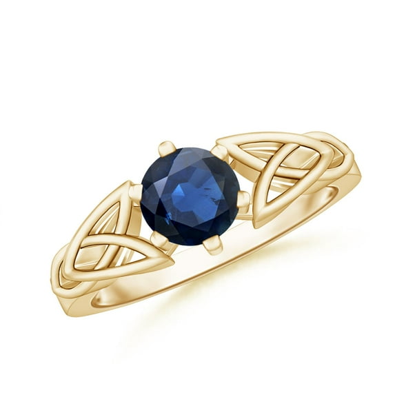 Angara Natural 1 Ct. Blue Sapphire Solitaire Ring in 14K Yellow Gold for Women (Ring Size: 3)