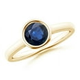 thumbnail image 1 of ANGARA Natural Bezel-Set Round 1 ct Blue Sapphire Solitaire Ring in 14K Yellow Gold for Women (Size-6mm) | September Birthstone, Anniversary, Jewelry Gift for Women | Natural Blue Sapphire Ring, 1 of 8