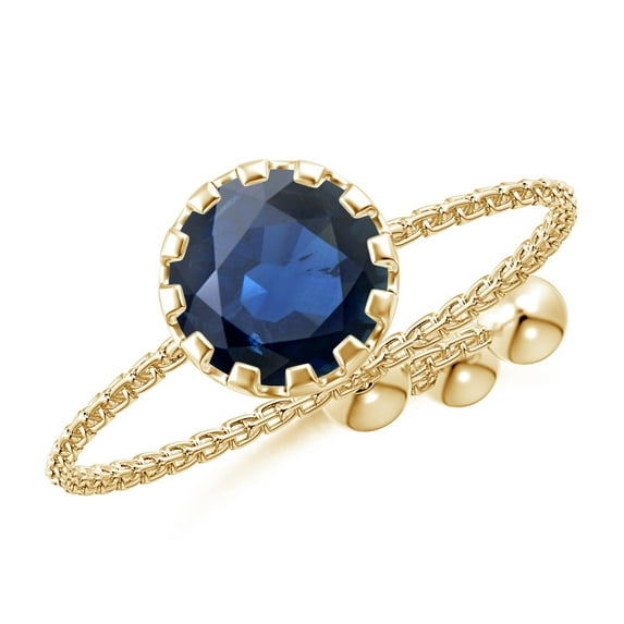 ANGARA Natural 1 Ct Multi Prong-Set Sapphire Solitaire Bolo Ring in 14K Yellow Gold for Women (Size-6mm) | September Birthstone, Anniversary, Jewelry Gift for Women | Natural Blue Sapphire Ring