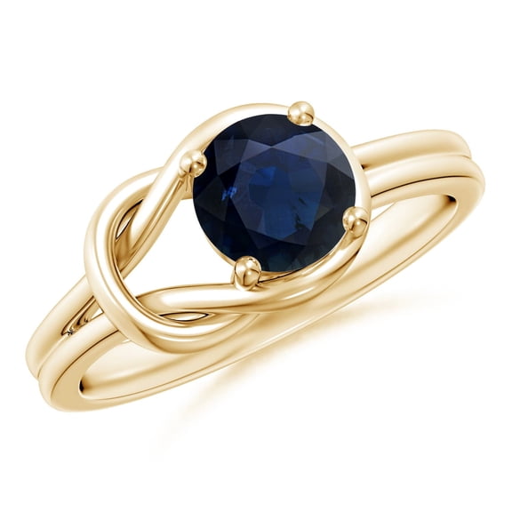 ANGARA Natural Solitaire 1 ct Blue Sapphire Infinity Knot Engagement Ring in 14K Yellow Gold for Women (Size-6mm) | September Birthstone, Anniversary, Jewelry Gift for Women | Natural Sapphire Ring
