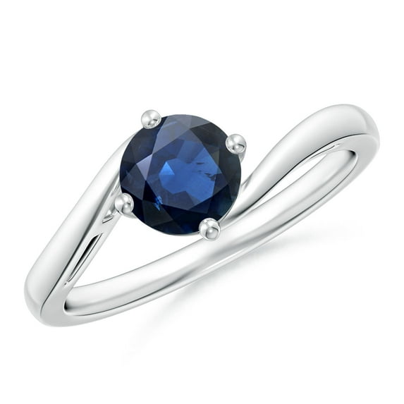 ANGARA Natural Classic Round Sapphire Solitaire Bypass Ring in 925 Sterling Silver for Women (Size-6mm) | September Birthstone, Anniversary, Jewelry Gift for Women | Natural Blue Sapphire Ring